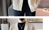 Men Cardigan Fashion Luxury Knitted Sweater Coats Trendy Japanese Retro V Neck Long Sleeve Jacket Casual Stylish Knitwear M-3XL