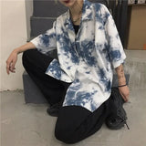 Men's Clothing Streetwear Fashion Casual Turn-down Collar Short Sleeve Printing Neutral Handsome Button Spring Summer Shirts