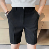 Men's Summer Slim-fit Suit Shorts Light Luxury Stylish Popular Clothes Leisure Streetwear Korean Style Waffle Plaid Half-pants