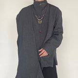 Shirts Men Long Sleeve Stand Solid Korean Fashion All-match Handsome Y2k Top Couples Harajuku High Street Vintage Streetwear Ins