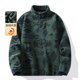 Korean Style High-end Stand Collar Sweatshirt Men's Winter Trendy Ethnic Style Plus Velvet Thickened Warm Versatile Top Jacket
