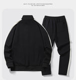 2025 Fall Casual Sports Set men 2 Piece Lapel Jacket Straight Leg Elastic Waist Pants Outdoor Activewear Hoodie Sweatpants
