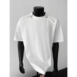 Breathable Mens Round Neck T-Shirt man Zip Detail Trendy Design New Urban Streetwear Casual Summer Tee Comfort Fit Stylish Soft