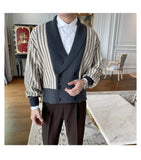 Light Mature Style Autumn Winter New Cardigan Men British Retro College Style Knitted Jacket Contrasting Suit Collar Sweater