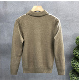 Men's Jersey Luxury Polo Neck Zipper Knit Sweater Casual Fashion Solid Color Long Sleeve Pullover Premium Quality Knitwear M-3XL