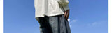 American High Street Jeans Men's Striped Patchwork Denim Pants Summer Loose Straight High-end Retro Versatile Wide-leg Trousers