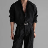 New Korean Fashion Men Shirts Light Luxury Textured Business Striped Long Sleeve Cardigan Tops Leisure High Quality Blouse M-2XL
