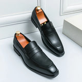 Ripe young men's simple genuine leather loafers elegant business fashion black formal luxury one foot casual office shoes