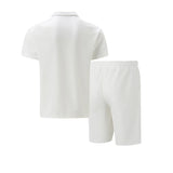 Spring Summer Casual Mens Waffle Sets Stylish Short Sleeve Zipper Polo Shirt And Shorts Men Outfits Fashion Two Piece Suits