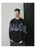 Round neck sweater men and women new autumn and winter styles letter printed American style trendy loose casual knit sweater top