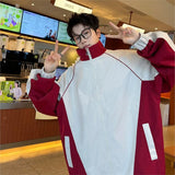 Fashion Spring New Jackets Men Stand Collar Casual Patchwork Color Jacket Men Outwear Clothing Men's Loose Pilot Jacket