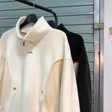 American autumn and winter street fashion personalized stand up collar half zipper couple loose retro casual Harajuku top y2k