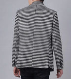 Plaid Men's Blazer with Two Buttons 1 Pc Business Suit Jacket Notch Lapel Houndstooth Male Fashion Coat Size XS-5XL