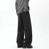 Grey Suit Pants Men Fashion Society Mens Black Dress Pants Korean Loose Straight Pants Mens Office Formal Trousers Plus Size