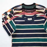 New summer hipster men's heavy retro chunky striped cotton crewneck short sleeve T-shirt