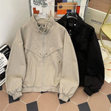 American Cityboy Jacket Wash Canvas Deconstructed Stand Collar Coat Design Sense Top Spring Autumn Korean Trend Bomber Jacket