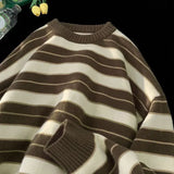 American autumn and winter high street men and women trendy lazy style round neck knitted sweater couple loose casual sweater