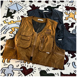 American Outdoor Multi-function Short Vest Jacket Basic Commuting Versatile Vest Cityboy Workwear Waistcoat Aesthetic Urban Chic