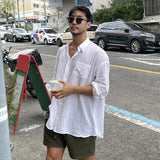 Unisex Oversized Linen Shirt Coat Men's Long Sleeve Casual Loose Fit Fashion Japanese Korean Style Sun Protection Clothing