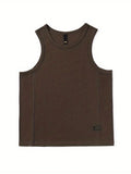 Sport Men's Tank Tops Gym Hombre Sleeveless Tee Vest Men Streetwear Loose Casual Basketball Brown O-neck Cotton