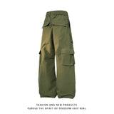 Multi-pocket Men's Wide Leg Straight Cargo Pants Korean Fashion Track Pants Male Casual Loose Mopping Trousers Four Seasons
