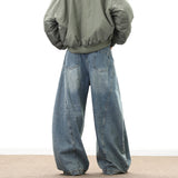 Wide Leg Denim Pants Male Loose Cowboy Mopping Trousers baggy Men's Jeans  Fashion Handsome Washed Streetwear Casual