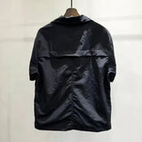 Workwear Lapel Shirt Men's Summer Three-dimensional Large Pocket Drawstring Short-sleeved Jacket Loose Casual Sports Shirt Top