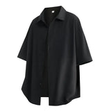 Men Ice Silk Cooling Shirt Summer Loose Fit Casual Oversized Breathable Wrinkle Free Comfy Lightweight Draped Trendy