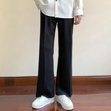 Black Suit Pants Men Fashion Social Mens Dress Pants Korean Loose Straight Casual Flared Pants Mens Office Formal Trousers M-3XL