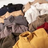 American Warm Fleece Sweatshirt Imitation Lamb Velvet Coat Korean Autumn Winter Men's Thickened Simple Zipper Up Lapel Jacket