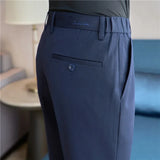 Men Suit Pants Autumn New British Style Elastic Waistband Slim Fit Solid Business Casual Formal Dress Trousers Men Clothing