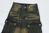 Spring and Autumn Trendy Street Personality Straight Tube Multi Pocket Work Clothes Jeans Couple Loose Retro Casual Pants y2k