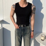 Summer New Men's Solid Color Sleeveless Stretch Vest Casual Fashion Simple Slim Trend All-match Gym Sports Men's Camisoles