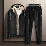 Sportswear Men Set Sports Suit Fleece Thickened Hooded Sweat Shirt+Pant 2-piece Sets Casual Men Tracksuit Winter Male Tracksuit