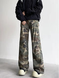 2024 Cyber Y2K Fashion Camouflage Baggy Jeans Cargo Flare Pants For Men Clothes Straight Casual Long Trousers Pantalones Hombre