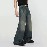 Summer Men Wash Jeans Male New Fashion Straight Wide Leg Baggy Loose Denim Trousers High Street Hot Sale Casual Trousers