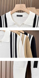 British Retro Men's Knitted Polo Shirt Light Luxury Patchwork Slim-fit Short Sleeve T-shirts Leisure Business  V-neck Tops M-3XL