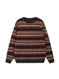 Abandoned Soil Style Jacquard Sweater for Men American Retro O-neck Knitted Pullover Unisex Autumn Winter Streetwear Lazy Top