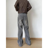 Men's Patchwork style cargo Denim Pants Washed Male Jeans Straight Casual Men wear Loose Wide Leg Trousers Pocket design