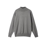 Men's Light Luxury Knit Mock Neck Sweater Autumn Winter Fashion Korean Long Sleeve Streetwear Leisure All-match Knitwear