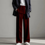 Stylish Mens Straight Suit Trousers Spring Summer Fashion Solid Color Pleated Pants For Men Casual Loose Breathable Pants