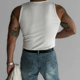 American Vertical Thread Tank Tops Muscle Men's Tight Elastic Sleeveless T-shirt Splicing Lines Thin Quick Drying Fitness Vest
