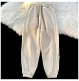 Korean style autumn and winter men and women street personality loose wide leg bound sports pants couple simple casual pants