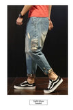 Trendy Brand Men's Jeans Loose Fit Casual Style Japanese Design Cropped Pants For Overweight Men New Arrival