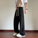 Summer Thin Casual Pants Men Fashion Purple Ice Silk Pants Men Streetwear Loose White Pleated Pants Mens Black Trousers