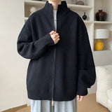 New Korean Fashion Men Cardigan Jacket Light Luxury Trendy Turtleneck Knit Zip-up Long Sleeve Sweater Coat High Quality Knitwear
