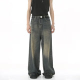 Men New Fashion Casual Baggy Jeans Male Wash High Waist Straight Wide Leg Solid Color Denim Pants High Street Comfortable Pants