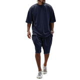 Men's Tracksuit Casual Cotton Short-sleeved T-Shirt Shorts 2-piece Suit Summer Sportswear Loose Men's Clothing Suit