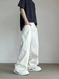 Men's Fashion Loose Harajuku White Jeans High Street American Casual Straight Trousers Hip Hop Trendy Denim Pants Male Clothes