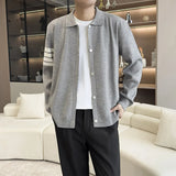 Japanese Retro Men's Cardigan Coats Light Luxury Knitted Lapel Long Sleeve Sweater Jacket Leisure Premium Quality Knitwear M-3XL